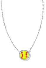 KENDRA SCOTT DESIGN Softball Silver Short Pendant Necklace in Chartreuse Magnesite
