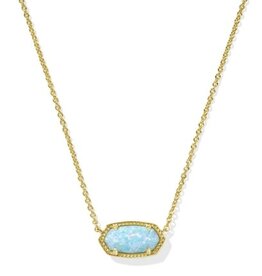 KENDRA SCOTT DESIGN Elisa Gold Pendant Necklace in Light Teal Kyocera Opal