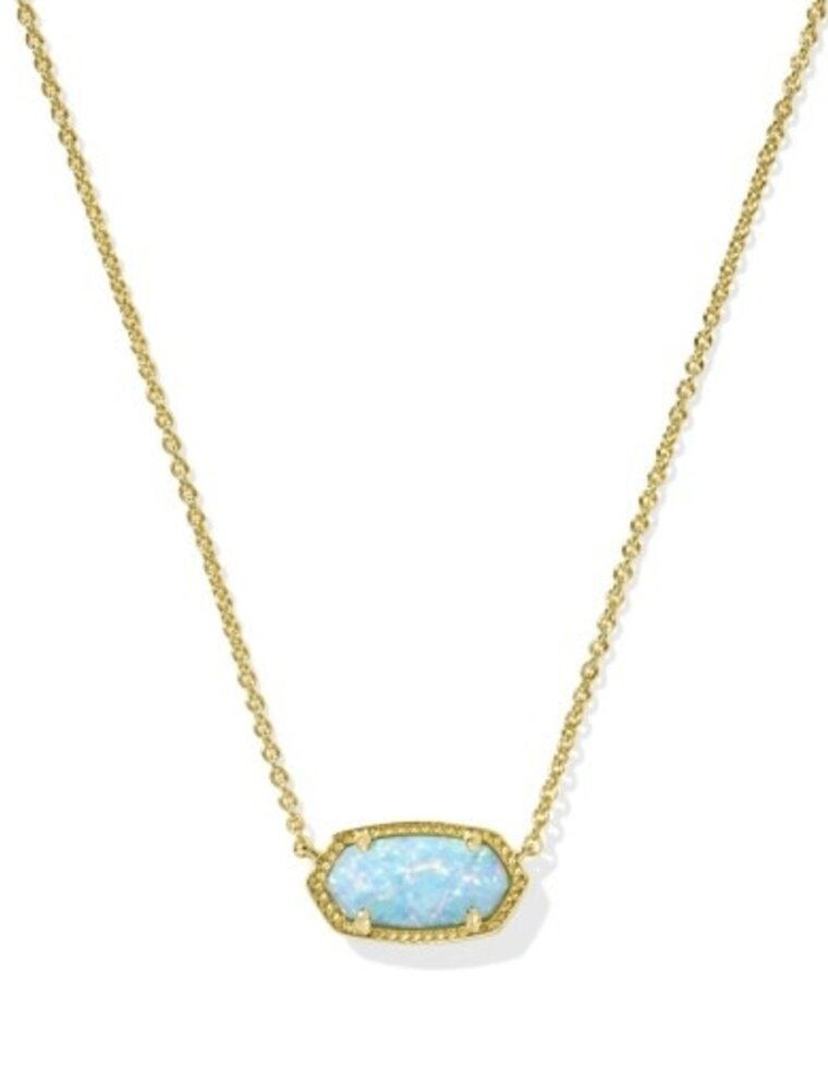 KENDRA SCOTT DESIGN Elisa Gold Pendant Necklace in Light Teal Kyocera Opal
