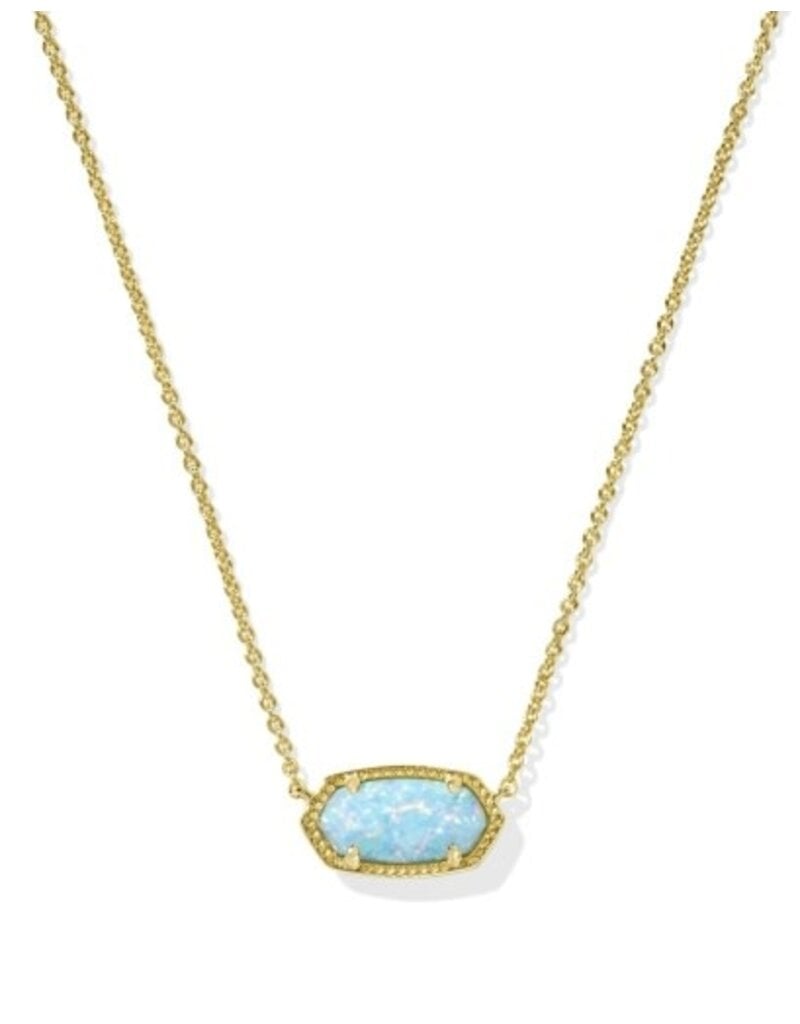 KENDRA SCOTT DESIGN Elisa Gold Pendant Necklace in Light Teal Kyocera Opal