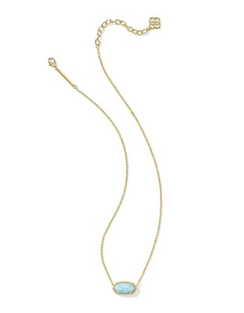 KENDRA SCOTT DESIGN Elisa Gold Pendant Necklace in Light Teal Kyocera Opal