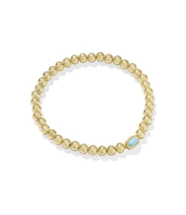 Mini Elaina Gold Stretch Bracelet in Light Teal Kyocera Opal
