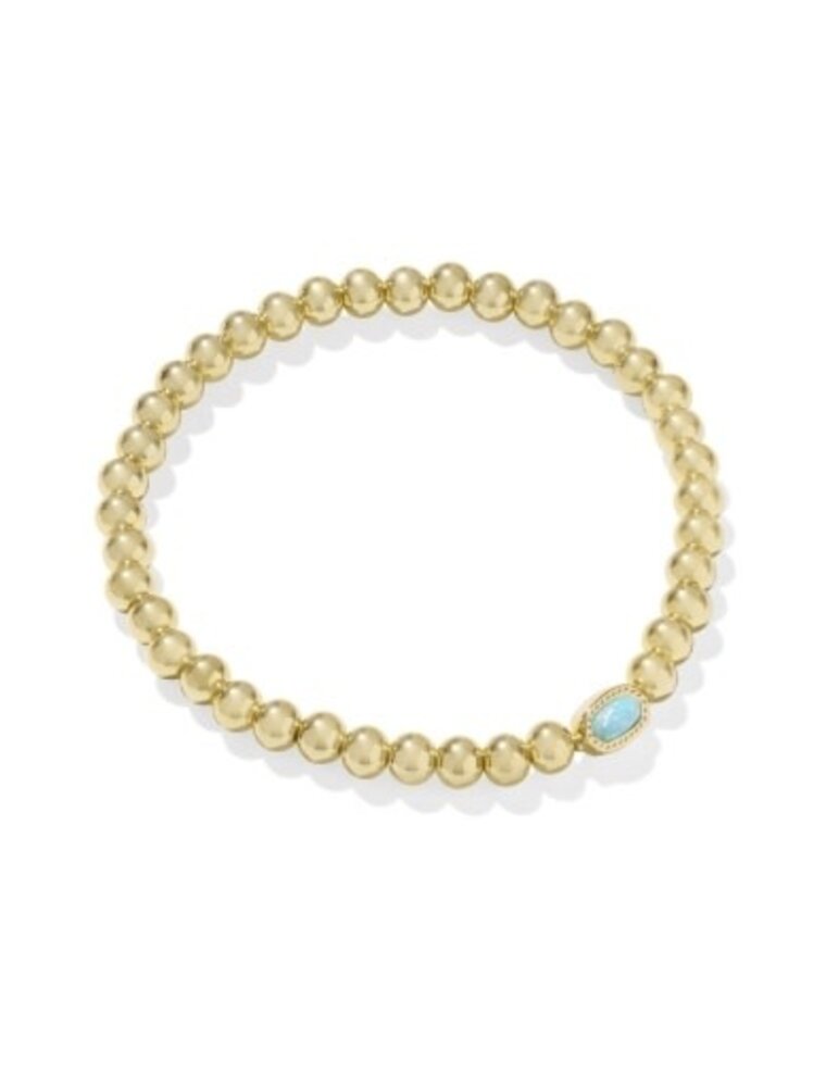 KENDRA SCOTT DESIGN Mini Elaina Gold Stretch Bracelet in Light Teal Kyocera Opal