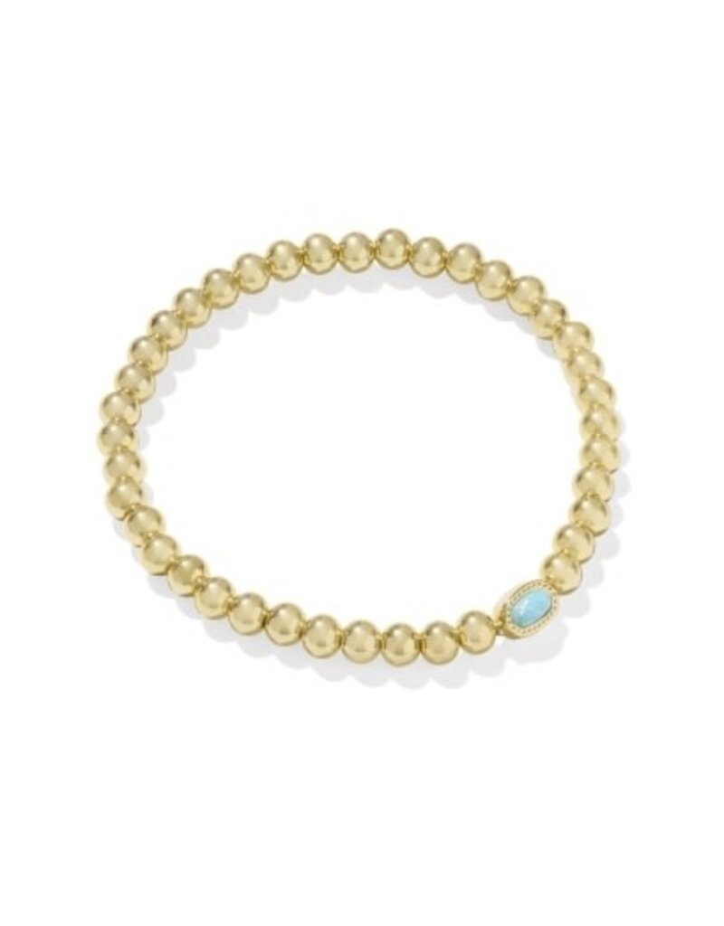 KENDRA SCOTT DESIGN Mini Elaina Gold Stretch Bracelet in Light Teal Kyocera Opal