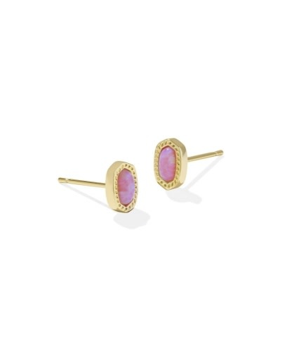 KENDRA SCOTT DESIGN Mini Ellie Gold Stud Earrings in Carnation Kyocera Opal
