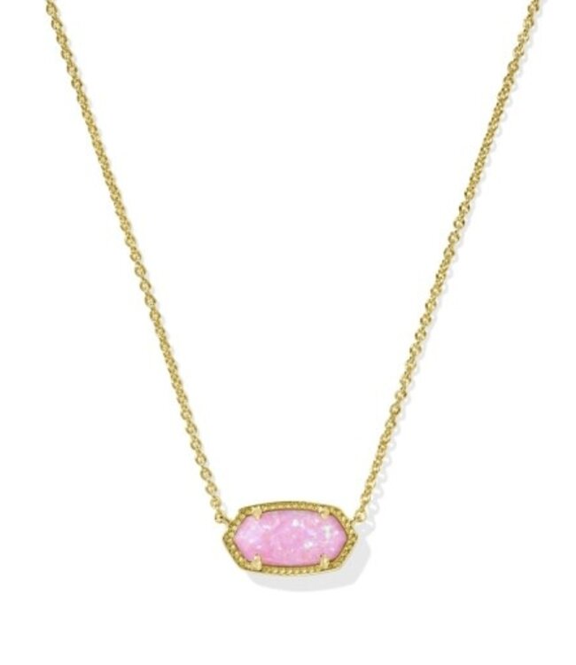 Elisa Gold Pendant Necklace in Carnation Kyocera Opal