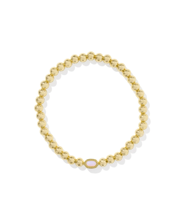 Mini Elaina Gold Stretch Bracelet in Pink Opalite Crystal