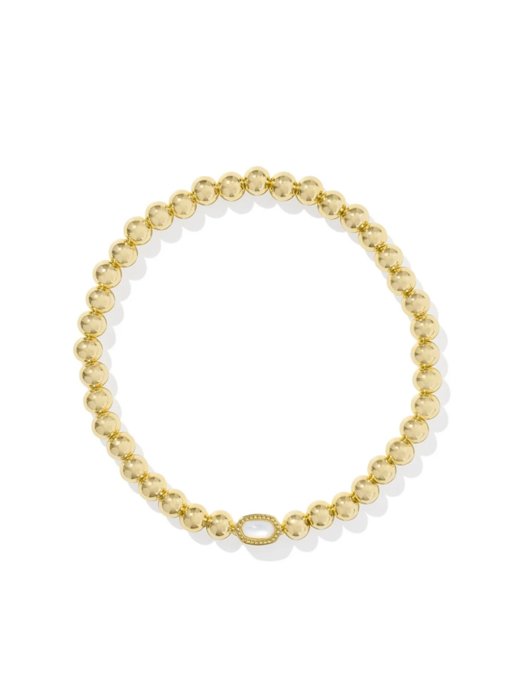 KENDRA SCOTT DESIGN Mini Elaina Gold Stretch Bracelet in Ivory Mother-of-Pearl