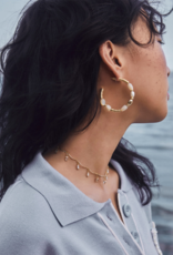 KENDRA SCOTT DESIGN Melody Gold Beaded Hoop Earrings in Freshwater Cultured Pearl and Ivory Mother-of-Pearl