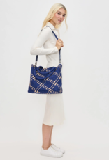 SOL & SELENE Sky's The Limit Woven Neoprene Medium Tote in Navy & Nude SOL & SELENE Sky's The Limit Woven Neoprene Medium Tote in Navy & Nude