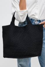 SOL & SELENE Sky's The Limit Woven Neoprene Medium Tote in Black SOL & SELENE Sky's The Limit Woven Neoprene Medium Tote in Black