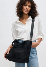 SOL & SELENE Sky's The Limit Woven Neoprene Medium Tote in Black SOL & SELENE Sky's The Limit Woven Neoprene Medium Tote in Black