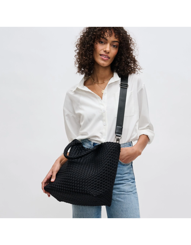 SOL & SELENE Sky's The Limit Woven Neoprene Medium Tote in Black