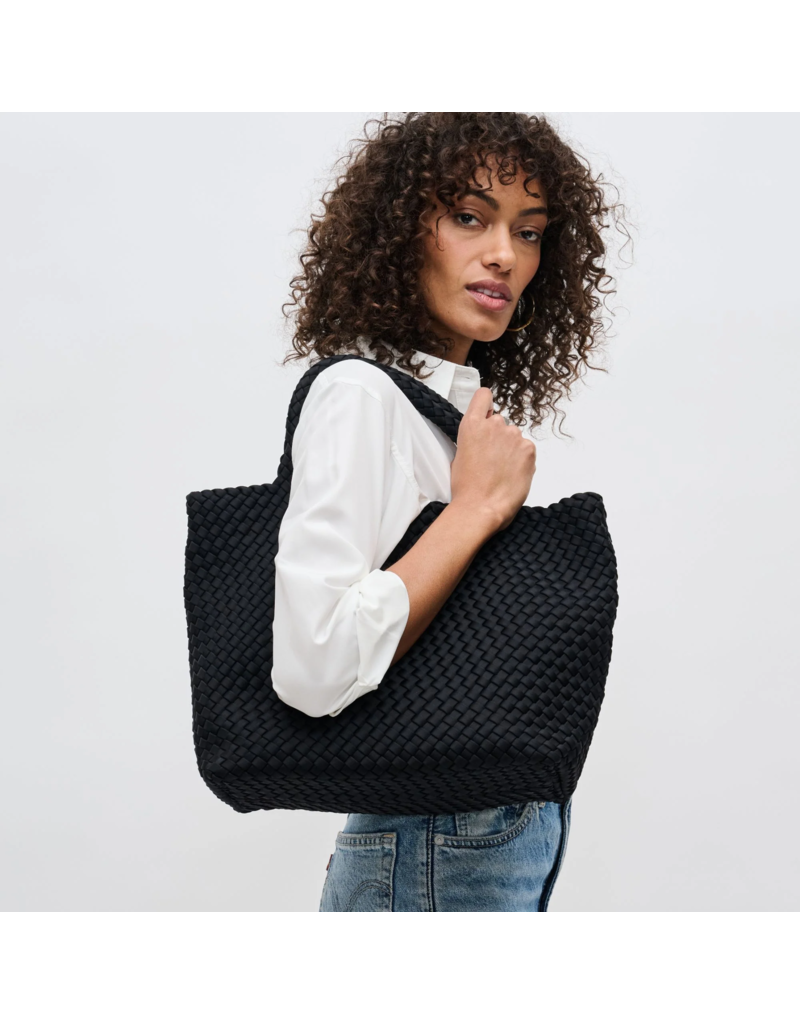 SOL & SELENE Sky's The Limit Woven Neoprene Medium Tote in Black