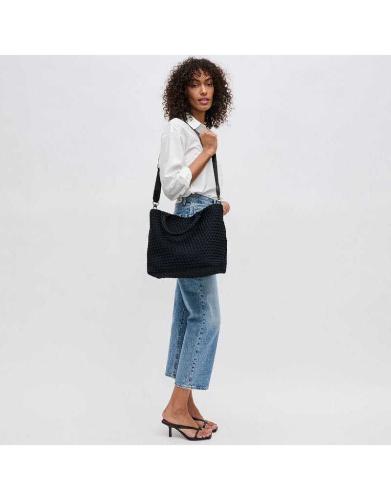 SOL & SELENE Sky's The Limit Woven Neoprene Medium Tote in Black