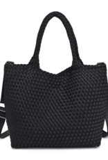 SOL & SELENE Sky's The Limit Woven Neoprene Medium Tote in Black SOL & SELENE Sky's The Limit Woven Neoprene Medium Tote in Black