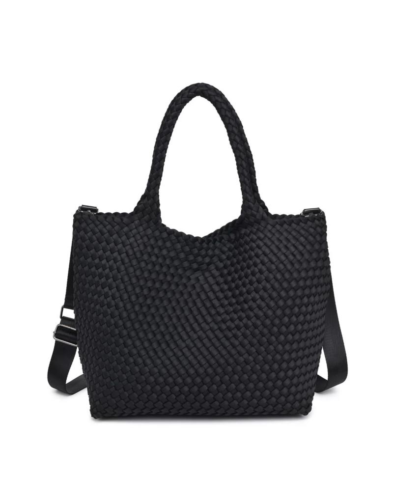 SOL & SELENE Sky's The Limit Woven Neoprene Medium Tote in Black