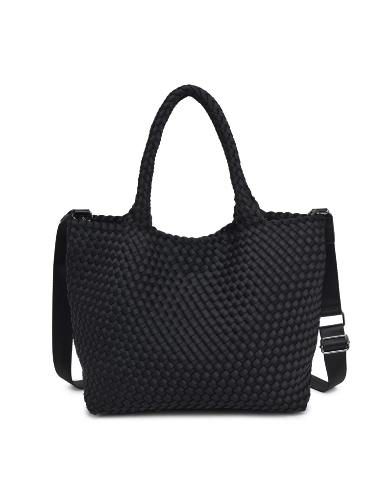 SOL & SELENE Sky's The Limit Woven Neoprene Medium Tote in Black