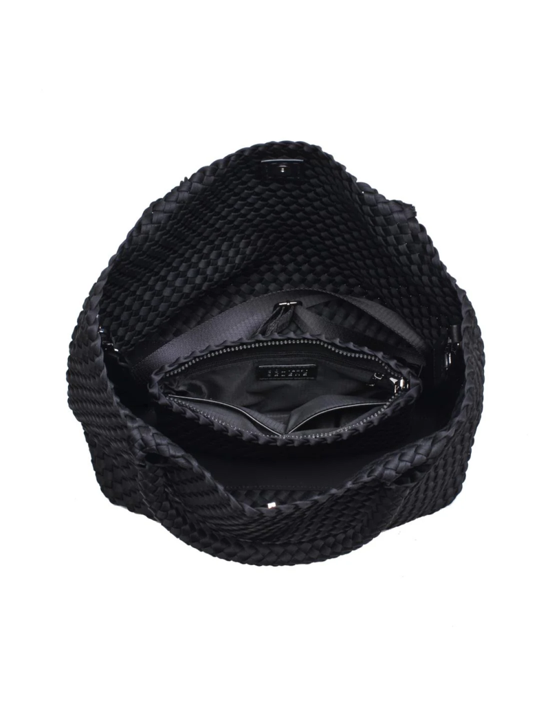 SOL & SELENE Sky's The Limit Woven Neoprene Medium Tote in Black