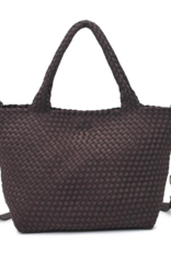 SOL & SELENE Sky's The Limit Woven Neoprene Medium Tote in Chocolate SOL & SELENE Sky's The Limit Woven Neoprene Medium Tote in Chocolate