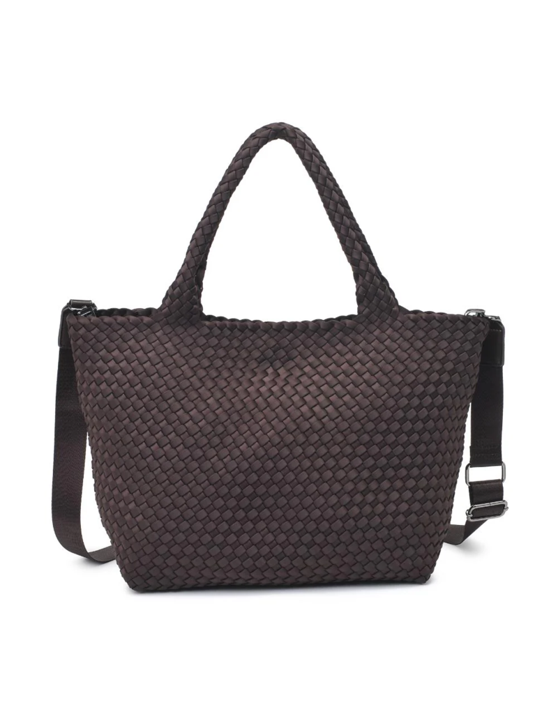 SOL & SELENE Sky's The Limit Woven Neoprene Medium Tote in Chocolate