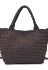 SOL & SELENE Sky's The Limit Woven Neoprene Medium Tote in Chocolate SOL & SELENE Sky's The Limit Woven Neoprene Medium Tote in Chocolate