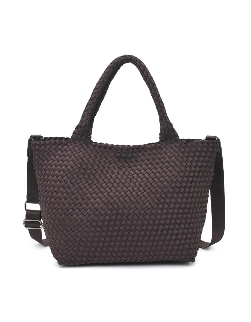SOL & SELENE Sky's The Limit Woven Neoprene Medium Tote in Chocolate
