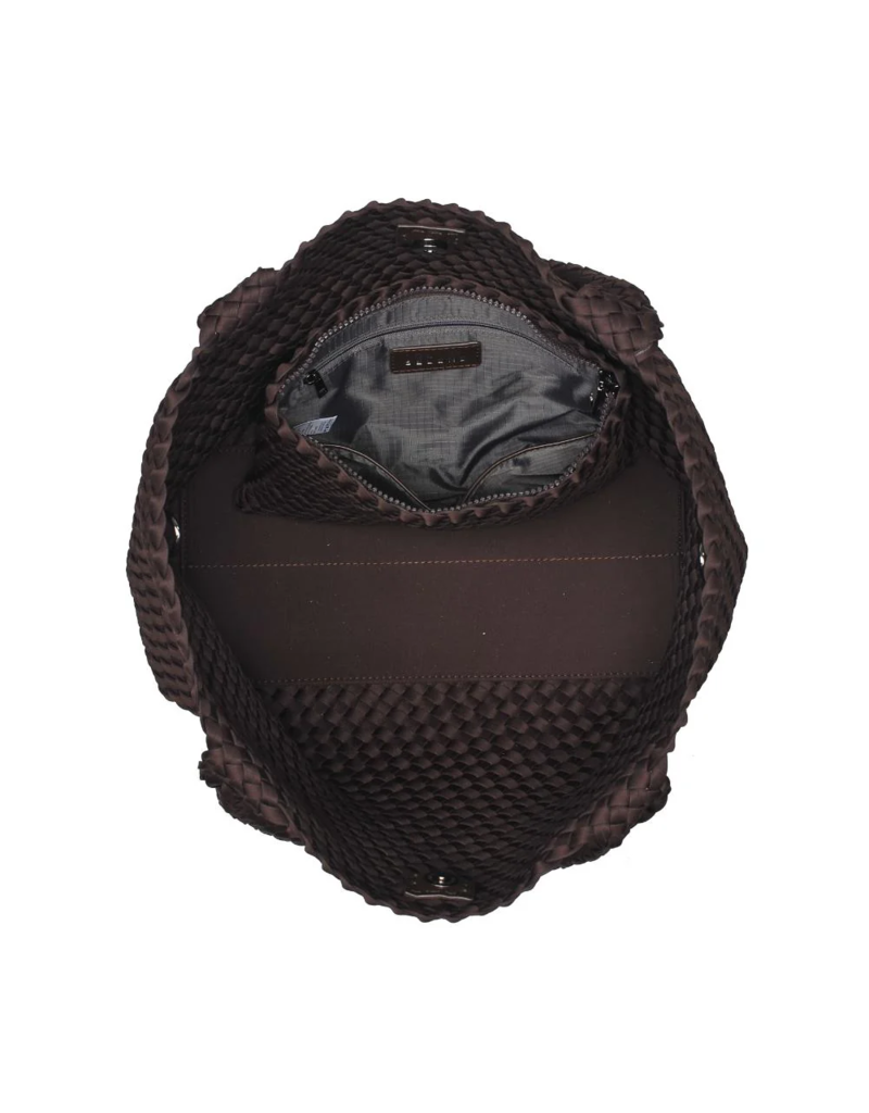 SOL & SELENE Sky's The Limit Woven Neoprene Medium Tote in Chocolate