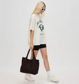 SOL & SELENE Sky's The Limit Woven Neoprene Medium Tote in Chocolate