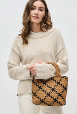 SOL & SELENE Sky's The Limit Woven Neoprene Small Tote in Sand & Black