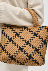 SOL & SELENE Sky's The Limit Woven Neoprene Small Tote in Sand & Black