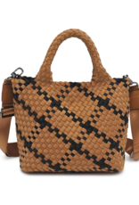 SOL & SELENE Sky's The Limit Woven Neoprene Small Tote in Sand & Black