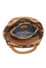 SOL & SELENE Sky's The Limit Woven Neoprene Small Tote in Sand & Black