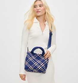 SOL & SELENE Sky's The Limit Woven Neoprene Small Tote in Navy & Nude