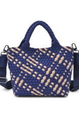 SOL & SELENE Sky's The Limit Woven Neoprene Small Tote in Navy & Nude SOL & SELENE Sky's The Limit Woven Neoprene Small Tote in Navy & Nude