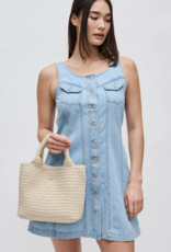 SOL & SELENE Sky's The Limit Woven Neoprene Small Tote in Cream