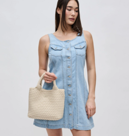SOL & SELENE Sky's The Limit Woven Neoprene Small Tote in Cream