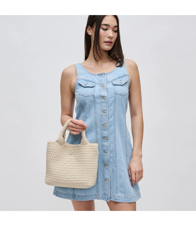 Sky's The Limit Woven Neoprene Small Tote in Cream