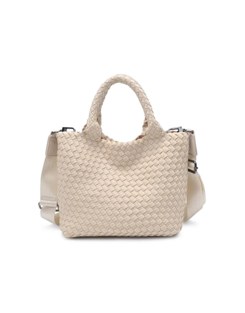 SOL & SELENE Sky's The Limit Woven Neoprene Small Tote in Cream