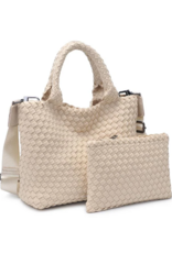 SOL & SELENE Sky's The Limit Woven Neoprene Small Tote in Cream