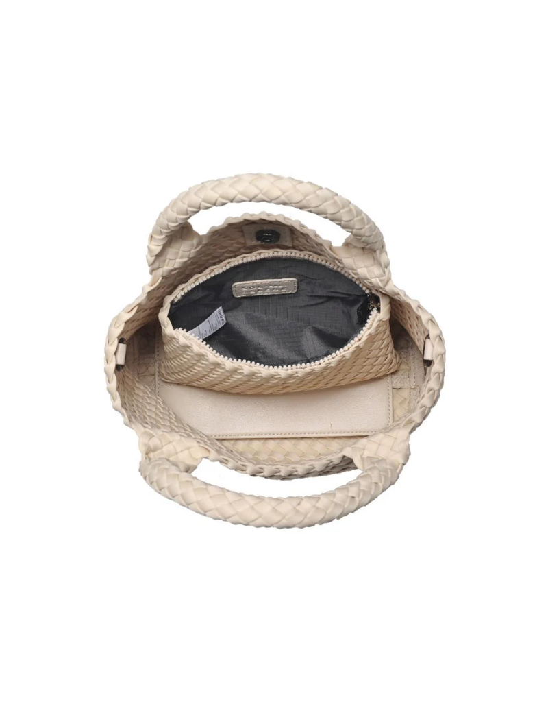 SOL & SELENE Sky's The Limit Woven Neoprene Small Tote in Cream