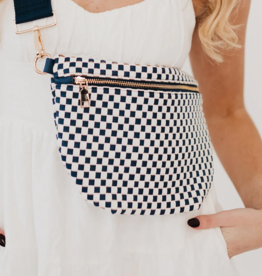 PRETTY SIMPLE Woven Westlyn Bum Bag in Checkered Navy
