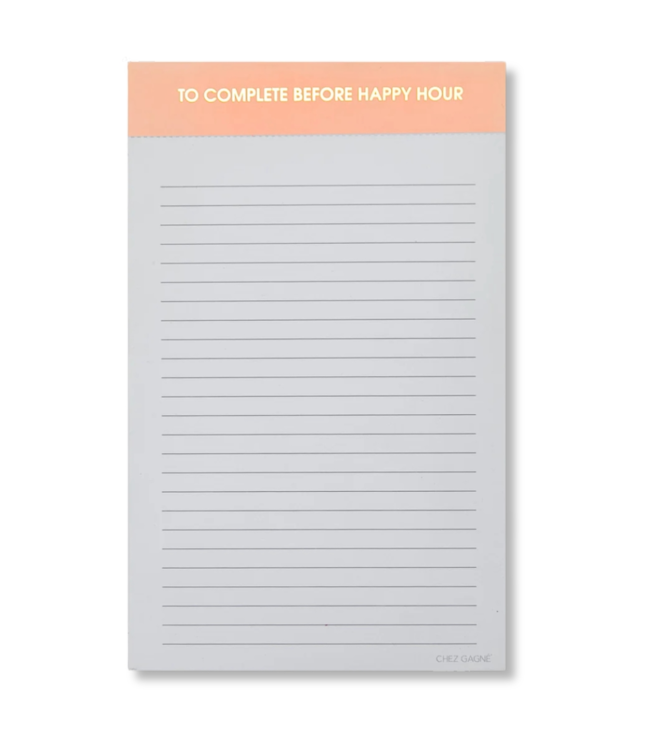 To Complete Before Happy Hour Lined Notepad - Peach