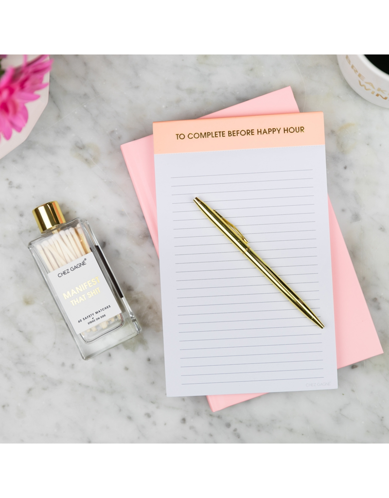 CHEZ GAGNE To Complete Before Happy Hour Lined Notepad - Peach