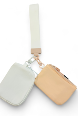 Pouch Duo Keychain Wristlet in White/Peach