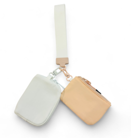 Pouch Duo Keychain Wristlet in White/Peach