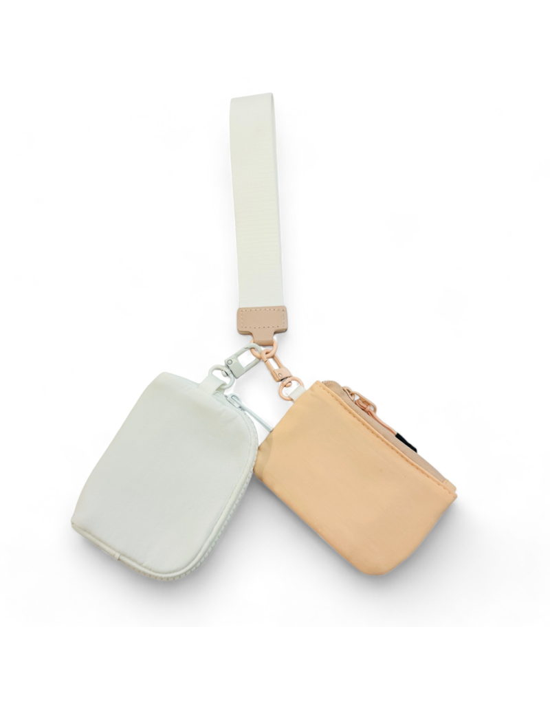 Pouch Duo Keychain Wristlet in White/Peach