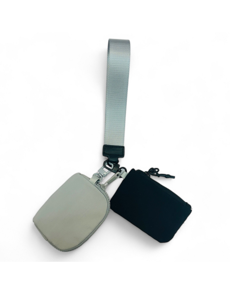 Pouch Duo Keychain Wristlet in Grey/Black