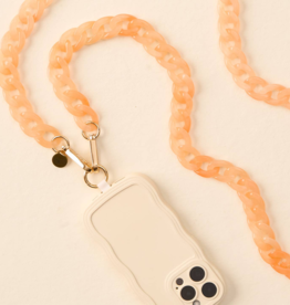 THE DARLING EFFECT Hold The Phone Crossbody Chain in Peach