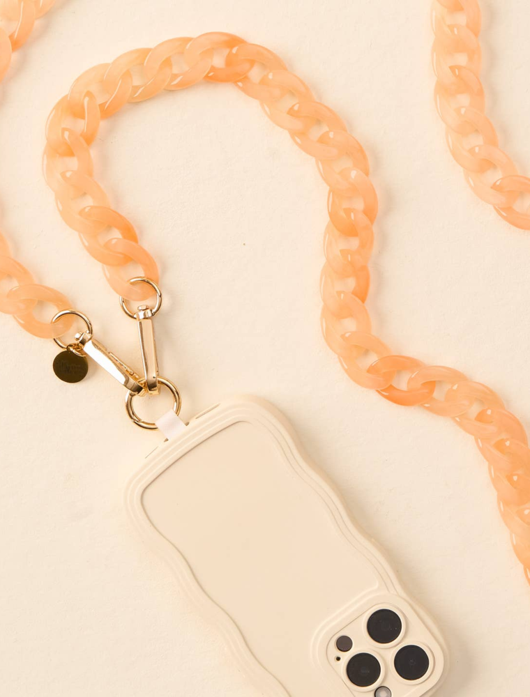 THE DARLING EFFECT Hold The Phone Crossbody Chain in Peach